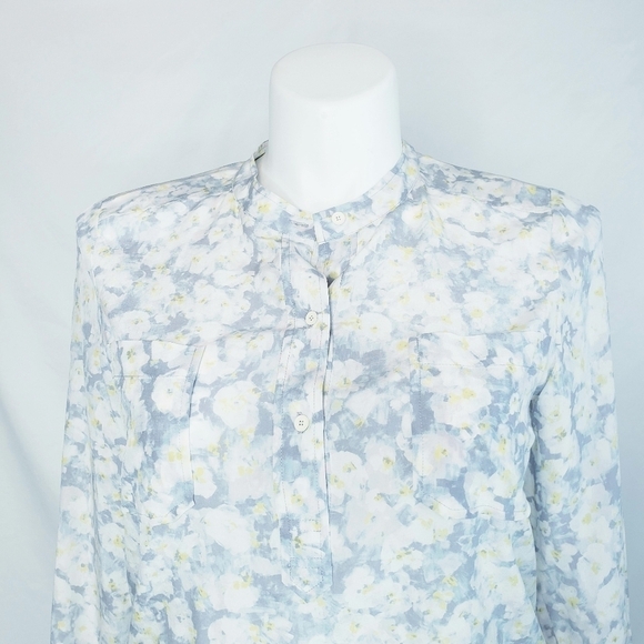 Rebecca Taylor Floral Silk Popover Blouse Top Shirt Size 10 - Picture 2 of 9